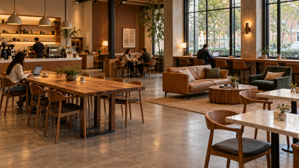 coffeeshop interyer dizaynı,
kafe interyer dizaynı, coffeeshop dizaynı ideyaları, qəhvəxana interyeri, sənaye üslubu kafe, skandinav üslubu, biofilik dizayn, açıq bar konsepsiyası, kafe işıqlandırması, speciality qəhvə, Bakıda coffeeshop